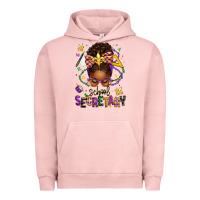 Pigment Salmon mardi gras school secretary afro messy bun Urban Hoodie - texasbilliewilder