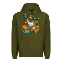 Army Green Fall Vibes Chicken Premium Hoodie - LillyAllenDesigns