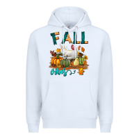 White Fall Vibes Chicken Premium Hoodie - LillyAllenDesigns