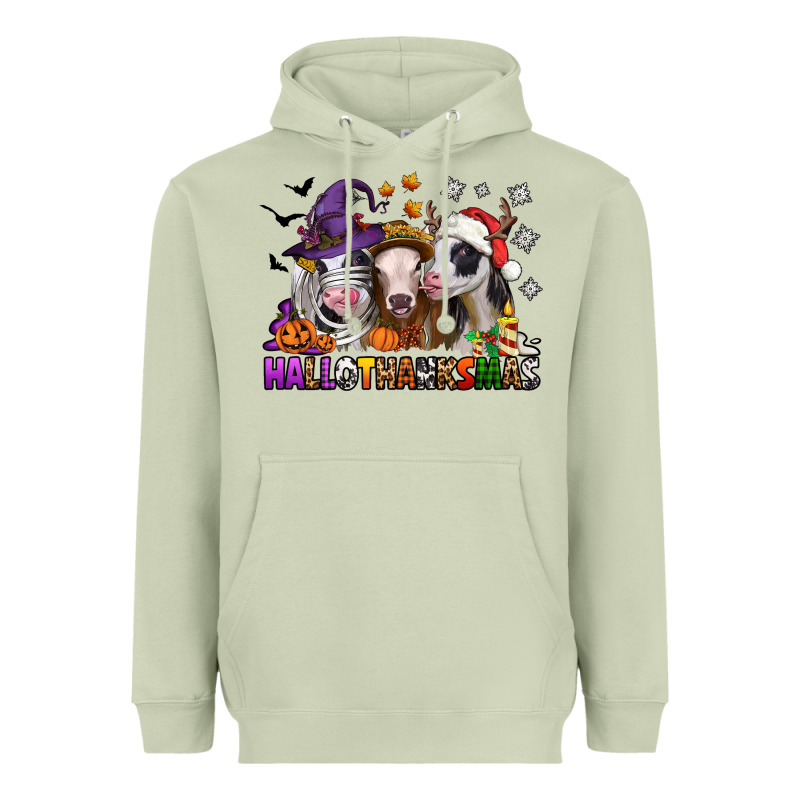 Happy Hallothanksmas Heifers Heavyweight Hoodie by NancyCooperArtShop | Teevron