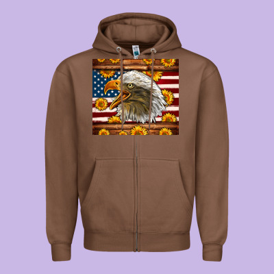 American Flag Eagle Zipper Hoodie Designed By Lillyallendesigns