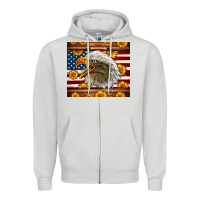 Dove Grey American Flag Eagle Zipper Hoodie - LillyAllenDesigns