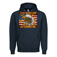 Navy American Flag Eagle Zipper Hoodie - LillyAllenDesigns
