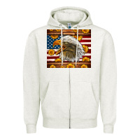Oatmeal Heather American Flag Eagle Zipper Hoodie - LillyAllenDesigns