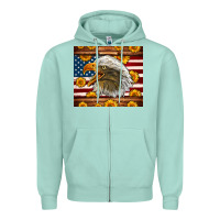 Seafoam American Flag Eagle Zipper Hoodie - LillyAllenDesigns
