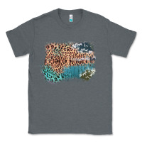 Charcoal Heather Leopard Wood Cowhide Pattern Mixed Western Frame Classic Tee - Bettercallsaul