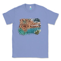 Colony Blue Leopard Wood Cowhide Pattern Mixed Western Frame Classic Tee - Bettercallsaul