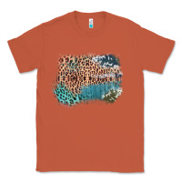 Copper Leopard Wood Cowhide Pattern Mixed Western Frame Classic Tee - Bettercallsaul