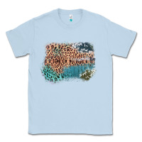 Dusty Blue Leopard Wood Cowhide Pattern Mixed Western Frame Classic Tee - Bettercallsaul