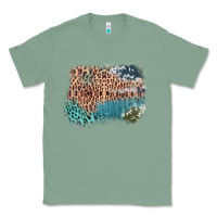 Sage Leopard Wood Cowhide Pattern Mixed Western Frame Classic Tee - Bettercallsaul
