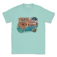 Seafoam Leopard Wood Cowhide Pattern Mixed Western Frame Classic Tee - Bettercallsaul