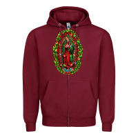 Burgundy our lady of guadalupe christmas Zipper Hoodie - Jasminsmagicworld