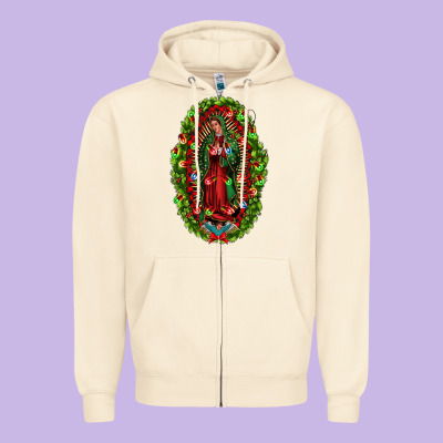Our Lady Of Guadalupe Christmas Zipper Hoodie Designed By Jasminsmagicworld