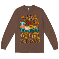 Chestnut thankful grateful blessed turkey Long Sleeve Tee - Artiststas