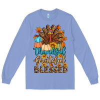 Thankful Grateful Blessed Turkey Long Sleeve Tee | Teevron