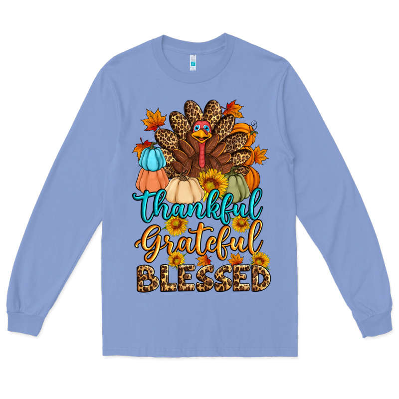 Thankful Grateful Blessed Turkey Long Sleeve Tee by Artiststas | Teevron