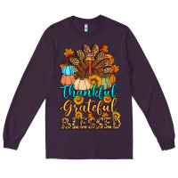 Plum thankful grateful blessed turkey Long Sleeve Tee - Artiststas