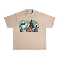 French Oak Tis The Season Christmas With Soccer Ball And Snowman Urban Heavy Tee - FaDigitalArtStudio