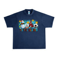 Navy Tis The Season Christmas With Soccer Ball And Snowman Urban Heavy Tee - FaDigitalArtStudio
