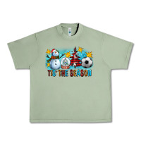 Oil Green Tis The Season Christmas With Soccer Ball And Snowman Urban Heavy Tee - FaDigitalArtStudio