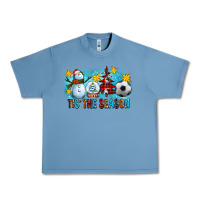 Pebble Blue Tis The Season Christmas With Soccer Ball And Snowman Urban Heavy Tee - FaDigitalArtStudio