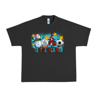 Pigment Black Tis The Season Christmas With Soccer Ball And Snowman Urban Heavy Tee - FaDigitalArtStudio