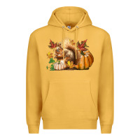 Mustard Fall Squirrel Premium Hoodie - LillyAllenDesigns