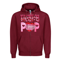 Burgundy you make my heart pop Zipper Hoodie - NancyCooperArtShop