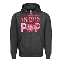 Charcoal Heather you make my heart pop Zipper Hoodie - NancyCooperArtShop