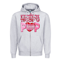 Heather Grey you make my heart pop Zipper Hoodie - NancyCooperArtShop