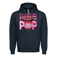 Navy you make my heart pop Zipper Hoodie - NancyCooperArtShop