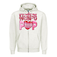 Oatmeal Heather you make my heart pop Zipper Hoodie - NancyCooperArtShop