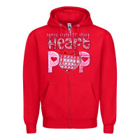 Red you make my heart pop Zipper Hoodie - NancyCooperArtShop