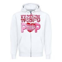 White you make my heart pop Zipper Hoodie - NancyCooperArtShop