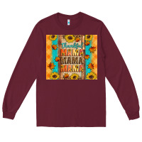 Burgundy Thankful mama mama mama Long Sleeve Tee - Artiststas