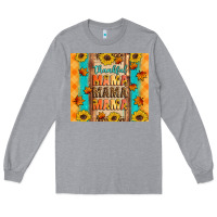 Heather Grey Thankful mama mama mama Long Sleeve Tee - Artiststas