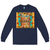 Navy Thankful mama mama mama Long Sleeve Tee - Artiststas