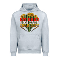 Heather Grey Hit hard run fast turn left Urban Hoodie - NancyCooperArtShop