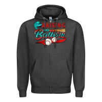 Charcoal Heather raising ballers Zipper Hoodie - NancyCooperArtShop