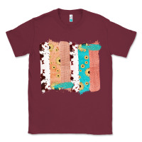 Burgundy Western Cowhide Sunflower Jute Glitter Farm Life Brush Stroke Classic Tee - Bettercallsaul