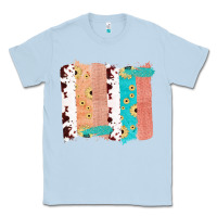 Dusty Blue Western Cowhide Sunflower Jute Glitter Farm Life Brush Stroke Classic Tee - Bettercallsaul