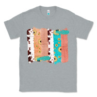 Heather Grey Western Cowhide Sunflower Jute Glitter Farm Life Brush Stroke Classic Tee - Bettercallsaul