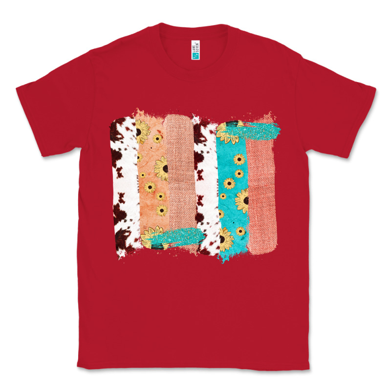 Western Cowhide Sunflower Jute Glitter Farm Life Brush Stroke Classic Tee by Bettercallsaul | Teevron