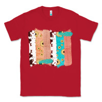 Red Western Cowhide Sunflower Jute Glitter Farm Life Brush Stroke Classic Tee - Bettercallsaul