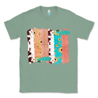 Sage Western Cowhide Sunflower Jute Glitter Farm Life Brush Stroke Classic Tee - Bettercallsaul