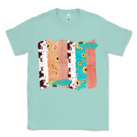 Seafoam Western Cowhide Sunflower Jute Glitter Farm Life Brush Stroke Classic Tee - Bettercallsaul
