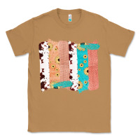 Toasted Coconut Western Cowhide Sunflower Jute Glitter Farm Life Brush Stroke Classic Tee - Bettercallsaul