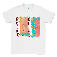 White Western Cowhide Sunflower Jute Glitter Farm Life Brush Stroke Classic Tee - Bettercallsaul