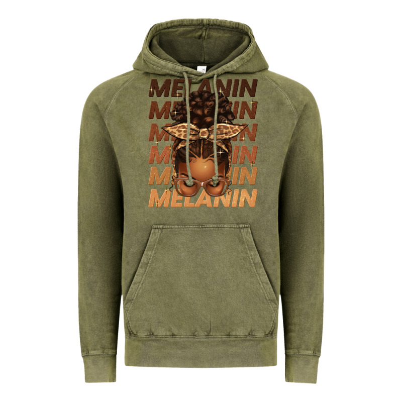 Melanin Afro Messy Bun Vintage Hoodie by texasbilliewilder | Teevron