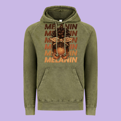 Melanin Afro Messy Bun Vintage Hoodie Designed By Texasbilliewilder
